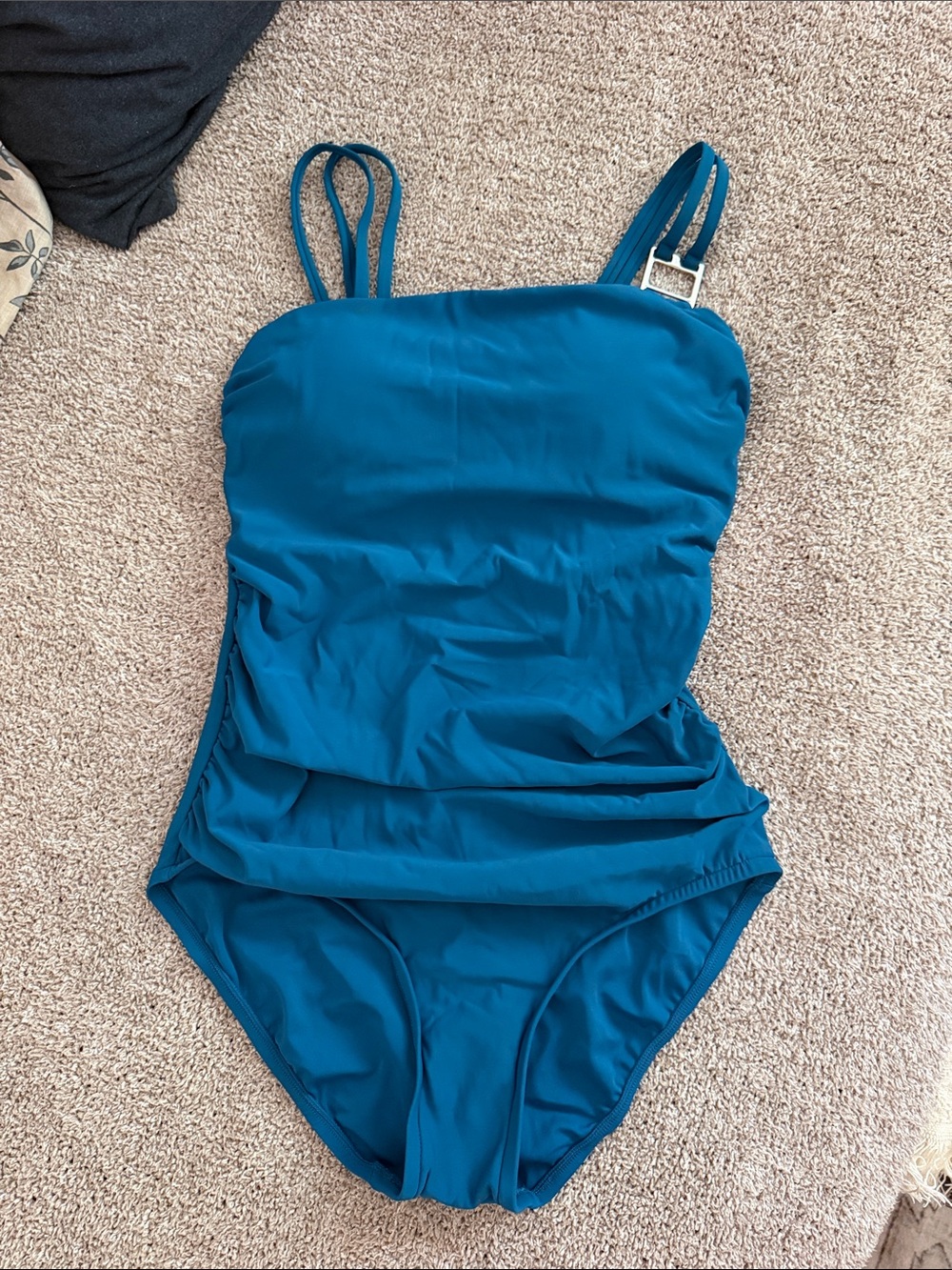 Aqua Green Teal Blue Girls One-Piece Swimsuit with Double Straps